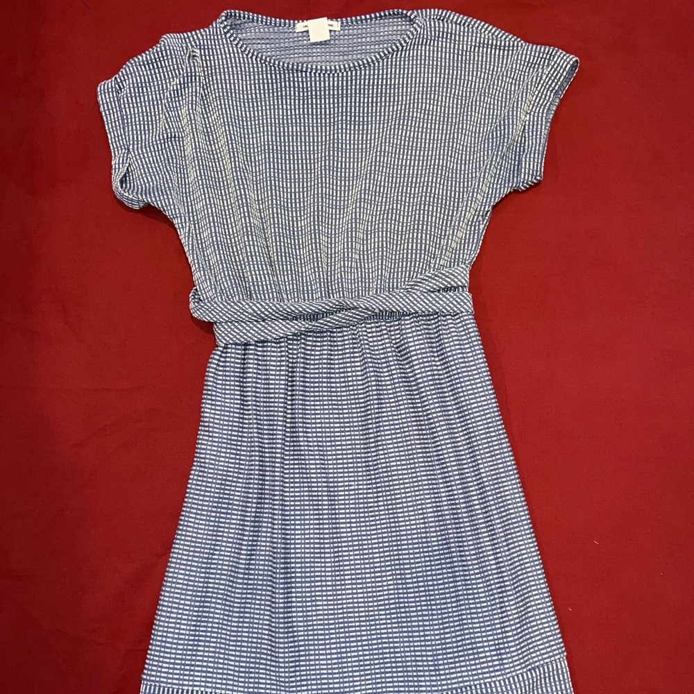 Blue and White Striped Dress